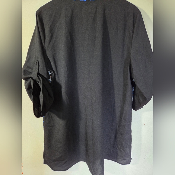 Calvin Klein Black and Blue Animal Print Blouse - Picture 2 of 4